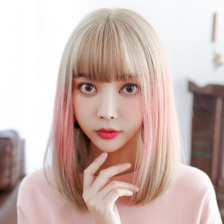 Female Gradient Highlighting Lifelike Chemical Fiber Headgear Wigs(White Tea Color 39CM) - free shipping - PMC TechLife - Order now!