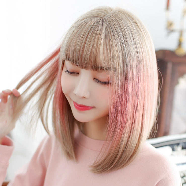 Female Gradient Highlighting Lifelike Chemical Fiber Headgear Wigs(White Tea Color 39CM) - free shipping - PMC TechLife - Order now!