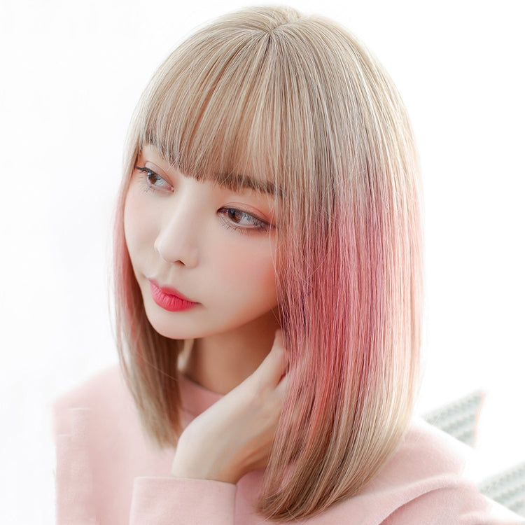 Female Gradient Highlighting Lifelike Chemical Fiber Headgear Wigs(White Tea Color 39CM) - free shipping - PMC TechLife - Order now!