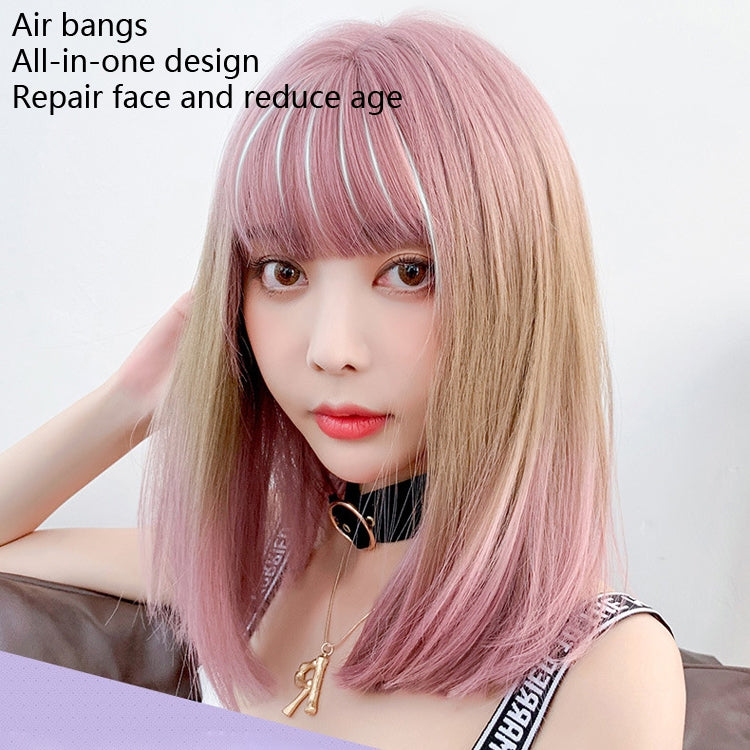 Female Gradient Highlighting Lifelike Chemical Fiber Headgear Wigs(Plum Pink and Honey Tea 39CM) - free shipping - PMC TechLife - Order now!