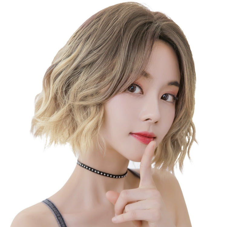 Wigs Women Full Top Short Curly Hair Simulation Chemical Fiber Headgear Natural Lifelike Short Round Face(Light Tea Gradient 32CM) - free shipping - PMC TechLife - Order now!