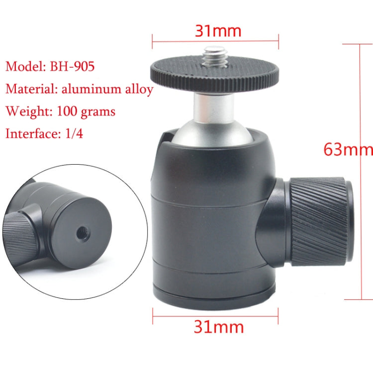 BH-905 Mini Desktop Aluminum Alloy Tripod Mini Ball Head 360 Degree Pan 90 Degree Tilt Tripod - Tripod Heads by PMC TechLife | Online Shopping South Africa | PMC TechLife | Buy Now Pay Later Mobicred