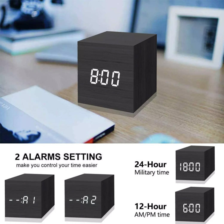 Multicolor Sounds Control Wooden Clock Modern Digital LED Desk Alarm Clock Thermometer Timer Black Green - Alarm Clocks by PMc TechLife | Online Shopping South Africa | PMc TechLife | Buy Now Pay Later Mobicred