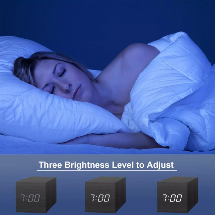 Multicolor Sounds Control Wooden Clock Modern Digital LED Desk Alarm Clock Thermometer Timer White Red - Alarm Clocks by PMc TechLife | Online Shopping South Africa | PMc TechLife | Buy Now Pay Later Mobicred