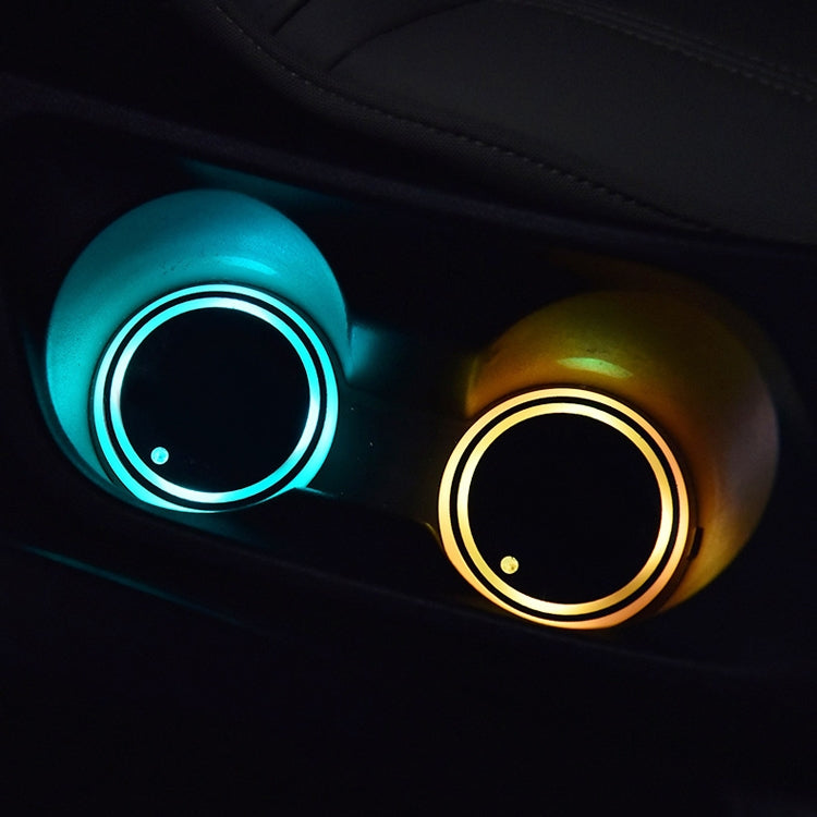 2 PCS Car LED Luminous Water Coaster Car Atmosphere Light USB Charging Non-Slip Coaster - Car Drink Holders by PMC TechLife | Online Shopping South Africa | PMC TechLife | Buy Now Pay Later Mobicred