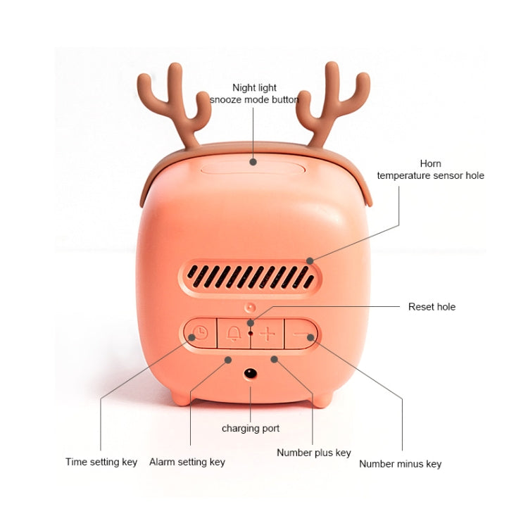 Cartoon Deer Shape Children Snooze Multifunctional USB Rechargeable Student LED Alarm Clock(Orange) - Novelty Clock by PMc TechLife | Online Shopping South Africa | PMc TechLife | Buy Now Pay Later Mobicred