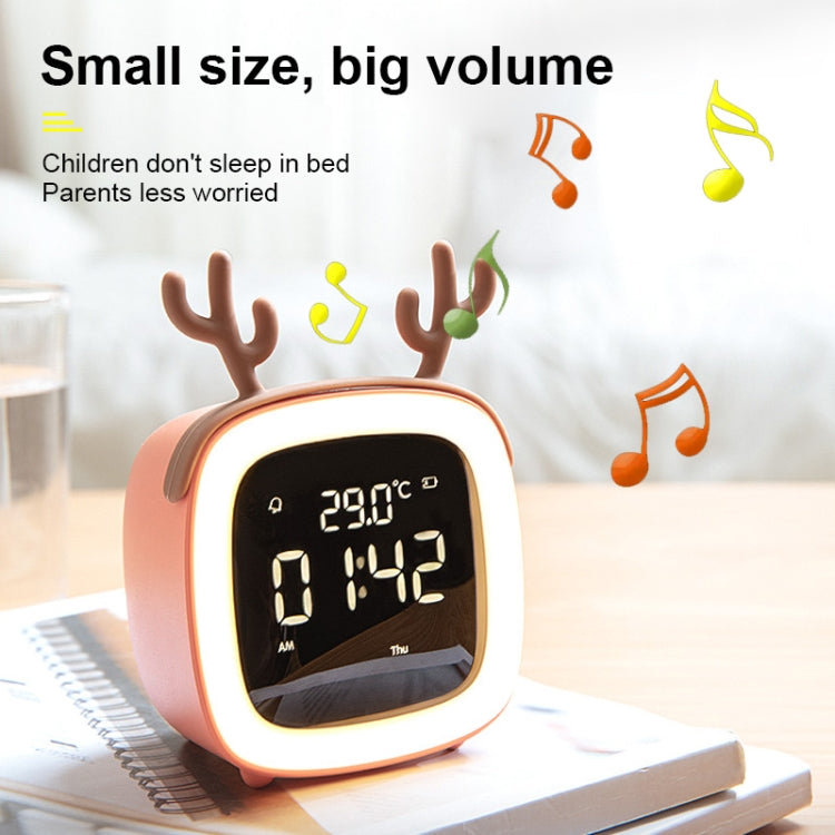 Cartoon Deer Shape Children Snooze Multifunctional USB Rechargeable Student LED Alarm Clock(Orange) - Novelty Clock by PMc TechLife | Online Shopping South Africa | PMc TechLife | Buy Now Pay Later Mobicred