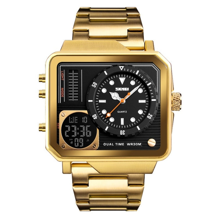 SKMEI 1392 Multi-Function Outdoor Sports Watch Business Double Display Waterproof Electronic Watch(Golden) - free shipping - PMC TechLife - Order now!