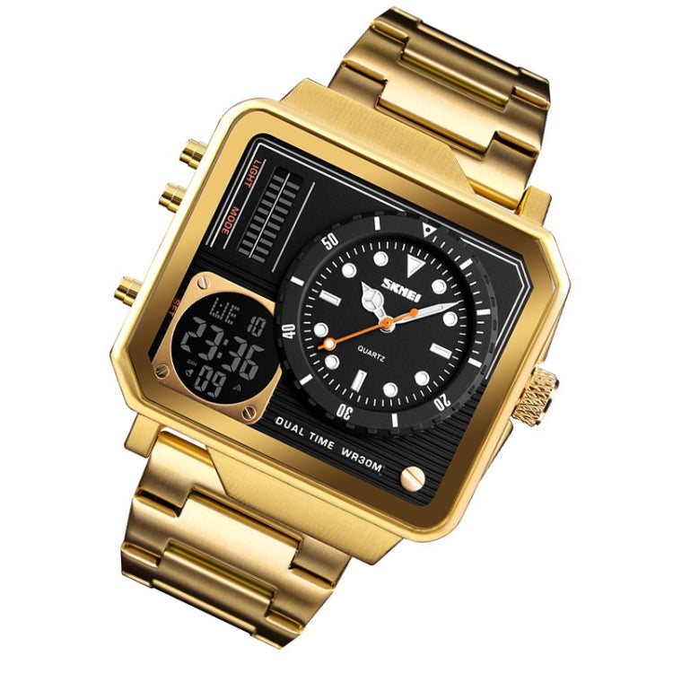 SKMEI 1392 Multi-Function Outdoor Sports Watch Business Double Display Waterproof Electronic Watch(Golden) - free shipping - PMC TechLife - Order now!