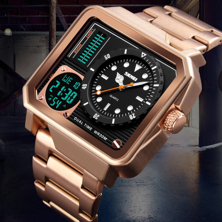 SKMEI 1392 Multi-Function Outdoor Sports Watch Business Double Display Waterproof Electronic Watch(Golden) - free shipping - PMC TechLife - Order now!