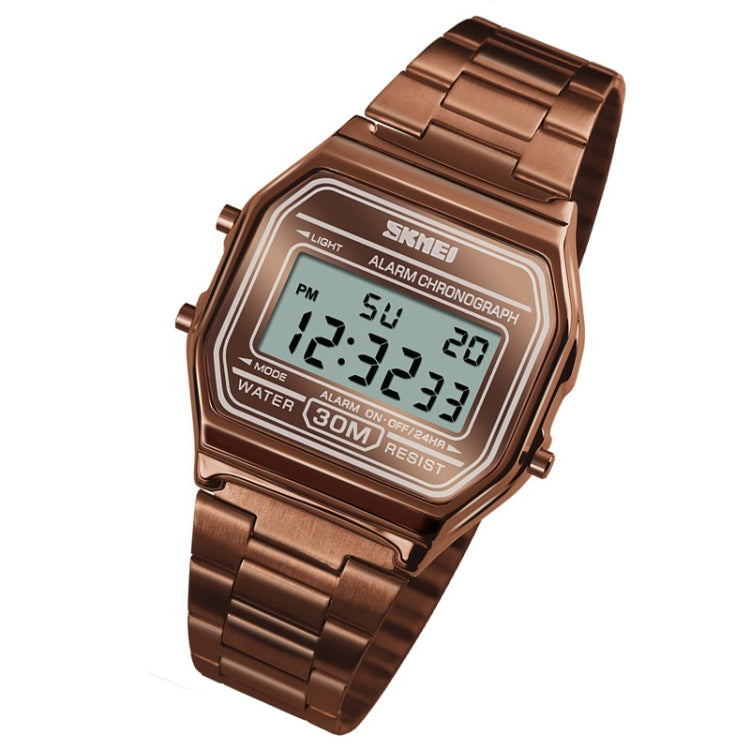 SKMEI 1123 Men Business Lightweight Watch Waterproof Steel Band Electronic Watch (Coffee Gold) - free shipping - PMC TechLife - Order now!