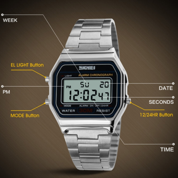 SKMEI 1123 Men Business Lightweight Watch Waterproof Steel Band Electronic Watch (Coffee Gold) - free shipping - PMC TechLife - Order now!