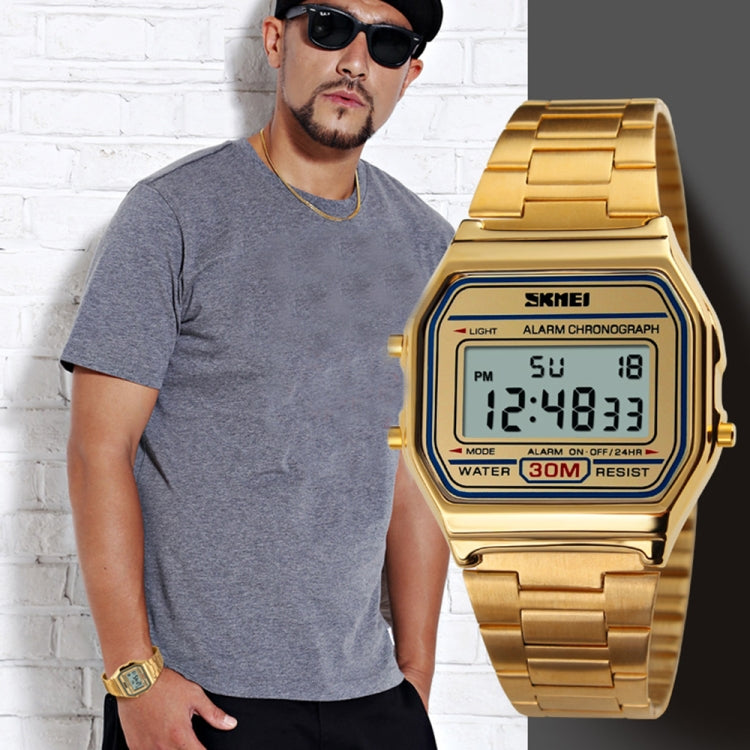 SKMEI 1123 Men Business Lightweight Watch Waterproof Steel Band Electronic Watch (Coffee Gold) - free shipping - PMC TechLife - Order now!
