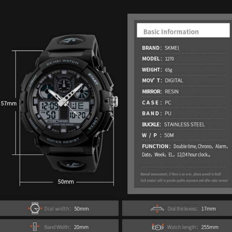 SKMEI 1270 Men Waterproof Dual Display Digital Watch Outdoor Sports Watch(Golden) - free shipping - PMC TechLife - Order now!