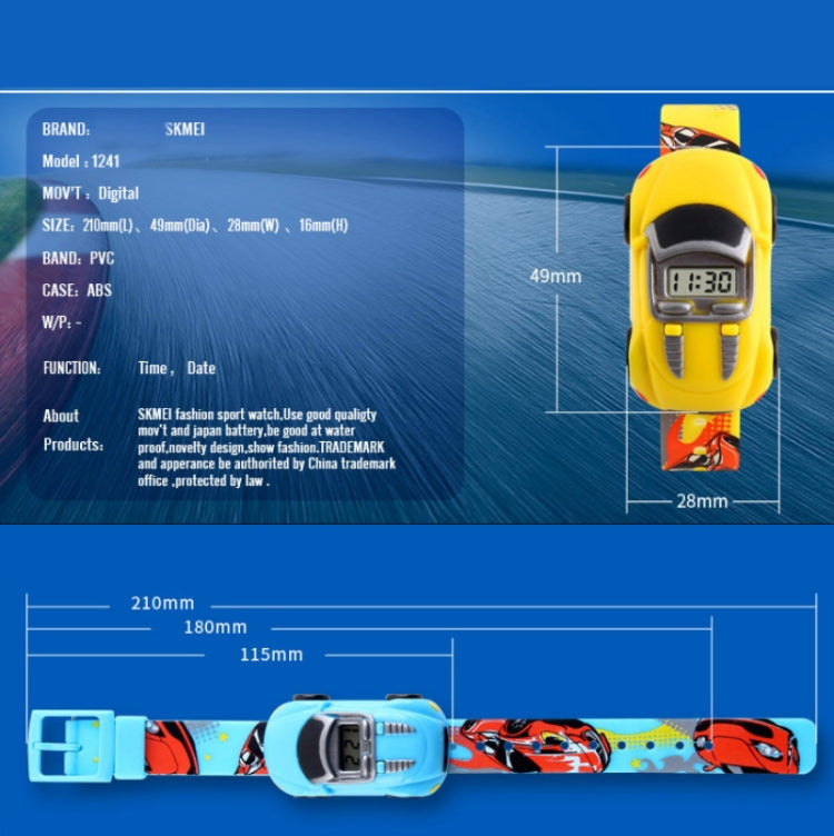 SKMEI 1241 Fashion Cute Cartoon Car Children Digital Watch(Yellow) - free shipping - PMC TechLife - Order now!
