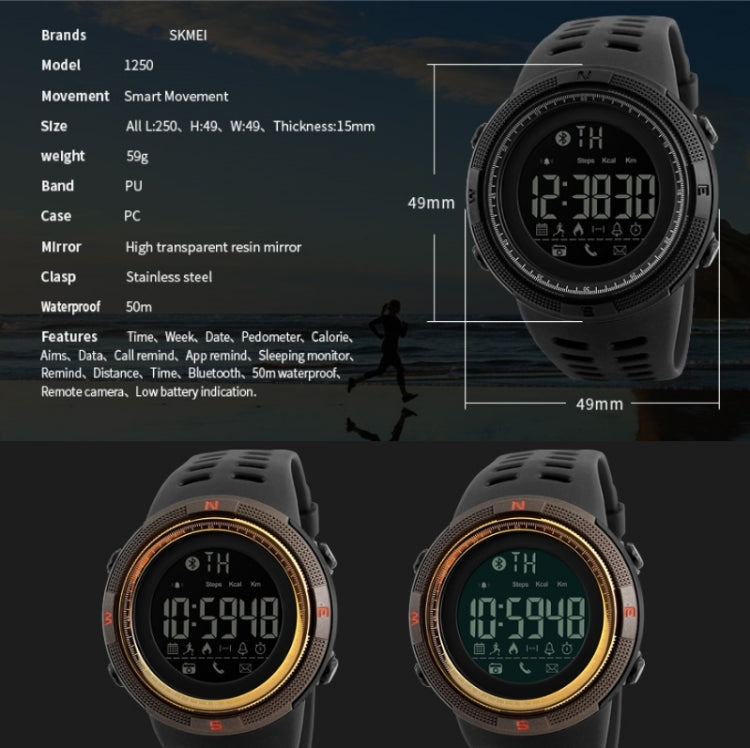 SKMEI 1250 Men Outdoor Waterproof Sports Digital Watch Multi-Function Watch(Gold/Red) - free shipping - PMC TechLife - Order now!