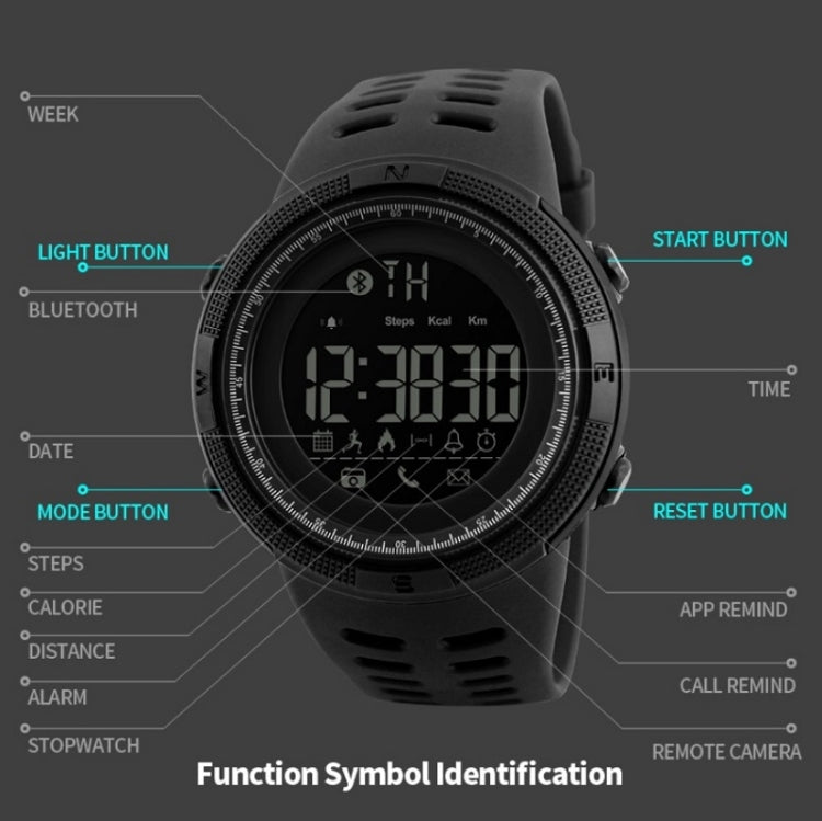 SKMEI 1250 Men Outdoor Waterproof Sports Digital Watch Multi-Function Watch(Black) - free shipping - PMC TechLife - Order now!