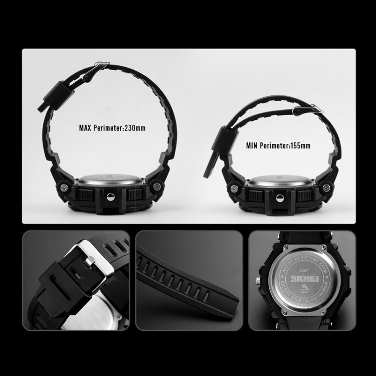 SKMEI 1357 Mens Multifunctional Sports Digital Watch Student Waterproof Watch(Black) - free shipping - PMC TechLife - Order now!