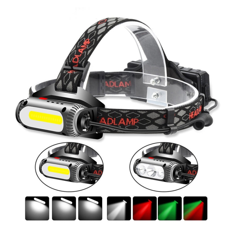 TG-TD113 T6+COB Head-Mounted USB Charging Rotating Multi-Function Headlight White Red And Green Three Light Sources Headlight (With Charging Set) - Headlamp by PMC Jewellery | Online Shopping South Africa | PMC Jewellery | Buy Now Pay Later Mobicred