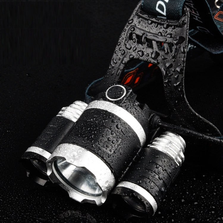 Strong Light Long-Range Rechargeable Three-Head Lamp Outdoor Fishing Lamp Led Head-Mounted Flashlight (3T6 Without Battery) - Headlamp by PMC Jewellery | Online Shopping South Africa | PMC Jewellery | Buy Now Pay Later Mobicred