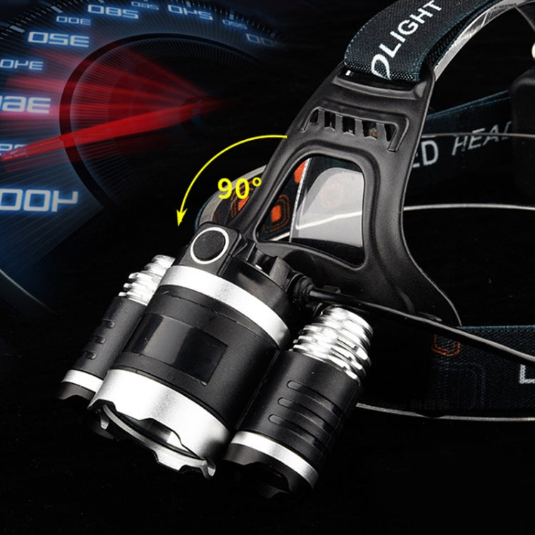 Strong Light Long-Range Rechargeable Three-Head Lamp Outdoor Fishing Lamp Led Head-Mounted Flashlight (3T6 2 Batteries) - Headlamp by PMC Jewellery | Online Shopping South Africa | PMC Jewellery | Buy Now Pay Later Mobicred