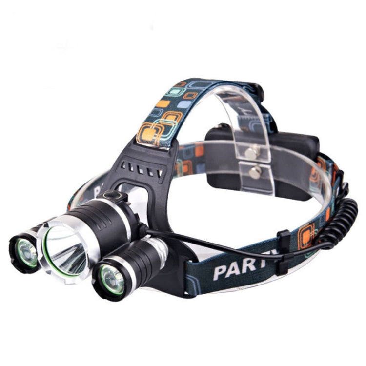 Strong Light Long-Range Rechargeable Three-Head Lamp Outdoor Fishing Lamp Led Head-Mounted Flashlight (1T6 x 2XPE 2 Batteries) - Headlamp by PMC Jewellery | Online Shopping South Africa | PMC Jewellery | Buy Now Pay Later Mobicred