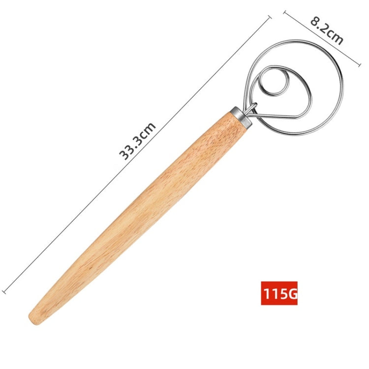 2 PCS 13 Inch Oak Handle Flour Mixer Dough Stainless Steel Mixing Rod Coil Whisk Single Circle Agitator - Gadgets by PMC TechLife | Online Shopping South Africa | PMC TechLife | Buy Now Pay Later Mobicred
