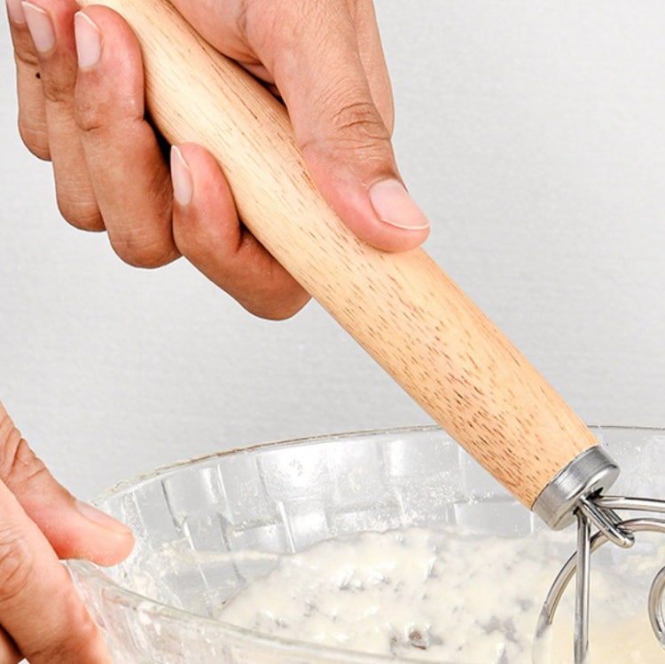2 PCS 13 Inch Oak Handle Flour Mixer Dough Stainless Steel Mixing Rod Coil Whisk Single Circle Agitator - Gadgets by PMC TechLife | Online Shopping South Africa | PMC TechLife | Buy Now Pay Later Mobicred