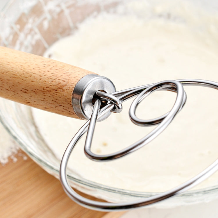 2 PCS 13 Inch Oak Handle Flour Mixer Dough Stainless Steel Mixing Rod Coil Whisk Three Circle Agitator - free shipping - PMC TechLife - Order now!