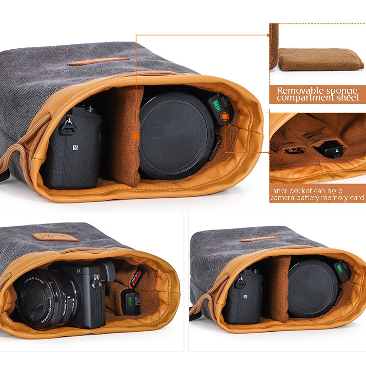 S.C.COTTON Liner Bag Waterproof Digital Protection Portable SLR Lens Bag Micro Single Camera Bag Photography Bag, Colour: Carbon Black L - Lens Bag by PMC TechLife | Online Shopping South Africa | PMC TechLife | Buy Now Pay Later Mobicred