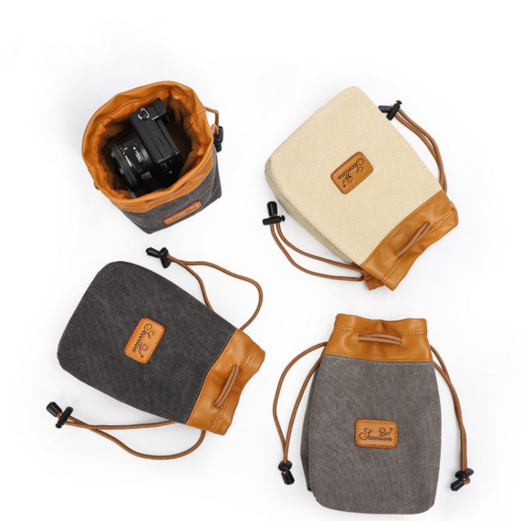 S.C.COTTON Liner Bag Waterproof Digital Protection Portable SLR Lens Bag Micro Single Camera Bag Photography Bag, Colour: Carbon Black L - Lens Bag by PMC TechLife | Online Shopping South Africa | PMC TechLife | Buy Now Pay Later Mobicred