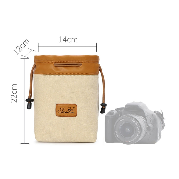 S.C.COTTON Liner Bag Waterproof Digital Protection Portable SLR Lens Bag Micro Single Camera Bag Photography Bag, Colour: Beige M - Lens Bag by PMC TechLife | Online Shopping South Africa | PMC TechLife | Buy Now Pay Later Mobicred