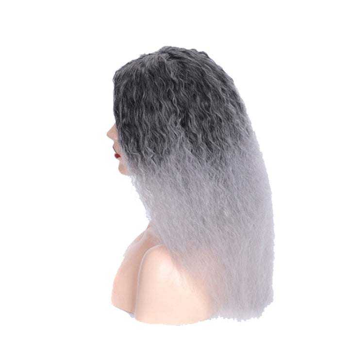 Matte Realistic Corn Perm Long Curly Hair Woolen Volume Wig Headgear(Black Gradient Milky Gray) - free shipping - PMC TechLife - Order now!