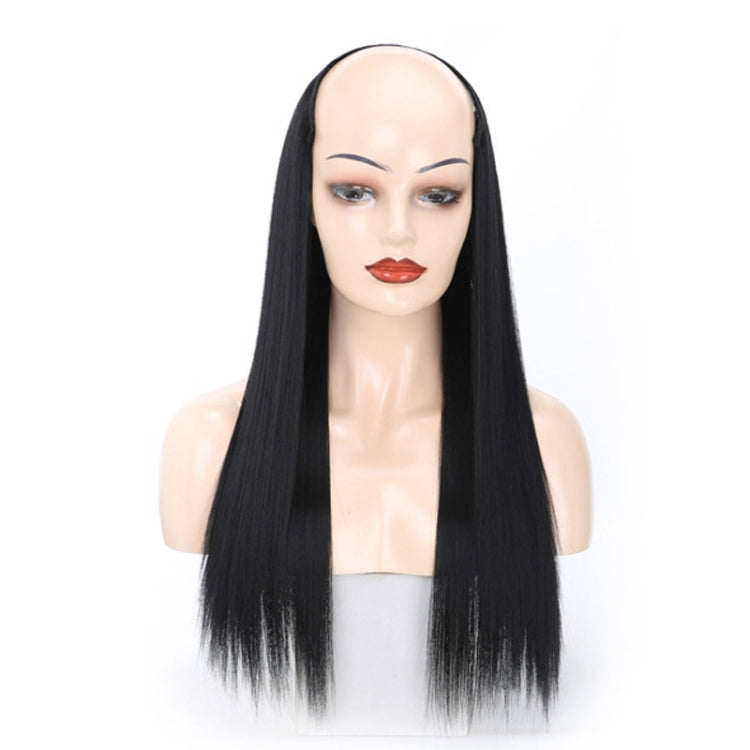 Wig Half Headgear Long Straight Hair U-Shaped Wig Headgear, Colour: 1.US-1B# Black - free shipping - PMC TechLife - Order now!