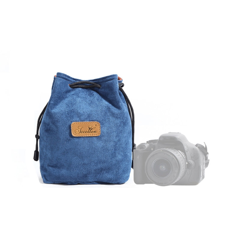 S.C.COTTON Liner Shockproof Digital Protection Portable SLR Lens Bag Micro Single Camera Bag Square Blue M - Lens Bag by S.C.COTTON | Online Shopping South Africa | PMC TechLife | Buy Now Pay Later Mobicred