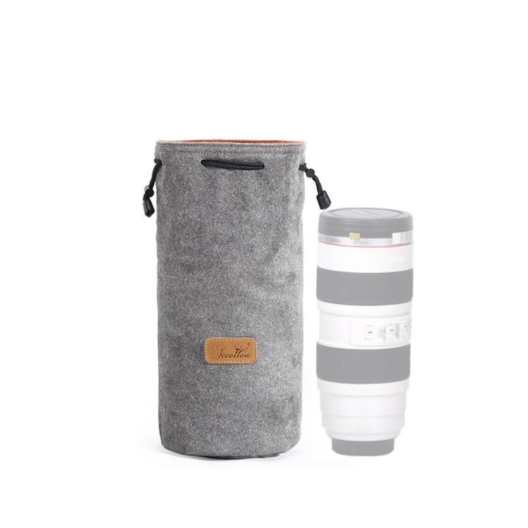 S.C.COTTON Liner Shockproof Digital Protection Portable SLR Lens Bag Micro Single Camera Bag Round Gray L - Lens Bag by S.C.COTTON | Online Shopping South Africa | PMC TechLife | Buy Now Pay Later Mobicred