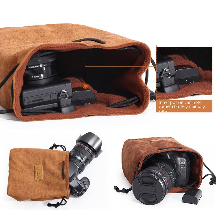 S.C.COTTON Liner Shockproof Digital Protection Portable SLR Lens Bag Micro Single Camera Bag Round Khaki M - free shipping - PMC TechLife - Order now!