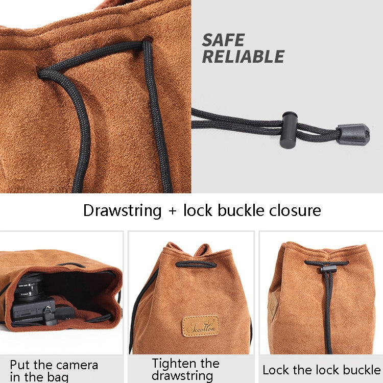 S.C.COTTON Liner Shockproof Digital Protection Portable SLR Lens Bag Micro Single Camera Bag Round Brown M - free shipping - PMC TechLife - Order now!