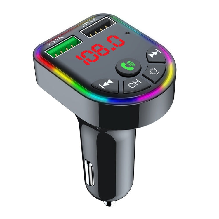 F5 Car FM Transmitter Bluetooth Hands-Free MP3 Music Player Colorful Atmosphere Light - Bluetooth Car Kits by PMC TechLife | Online Shopping South Africa | PMC TechLife | Buy Now Pay Later Mobicred