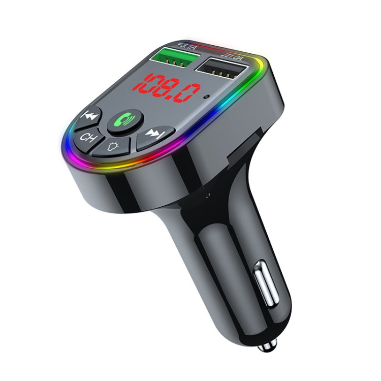 F5 Car FM Transmitter Bluetooth Hands-Free MP3 Music Player Colorful Atmosphere Light - Bluetooth Car Kits by PMC TechLife | Online Shopping South Africa | PMC TechLife | Buy Now Pay Later Mobicred