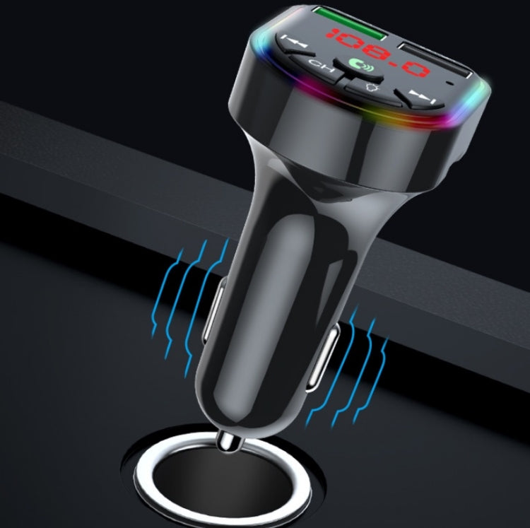 F5 Car FM Transmitter Bluetooth Hands-Free MP3 Music Player Colorful Atmosphere Light - Bluetooth Car Kits by PMC TechLife | Online Shopping South Africa | PMC TechLife | Buy Now Pay Later Mobicred