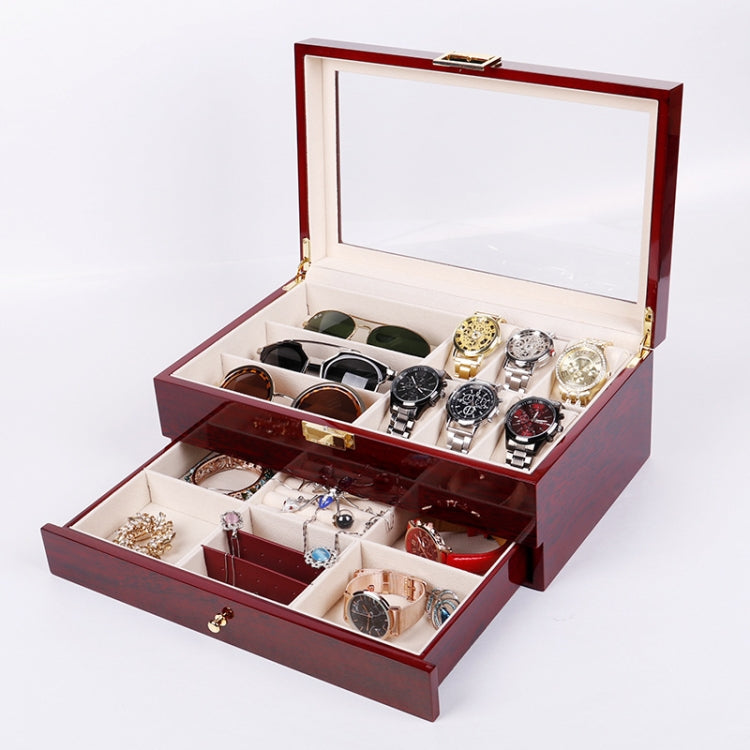 Wooden Baking Paint Watch Box Jewelry Storage Display Box(6+3 Double-layer Paint) - free shipping - PMc TechLife - Order now!