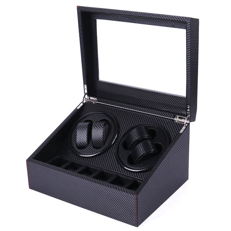 PU Leather 4+6 Double-Head Automatic Winding Motor Box Mechanical Watch Rotator, US Plug(Full Carbon Fiber) - free shipping - PMC TechLife - Order now!