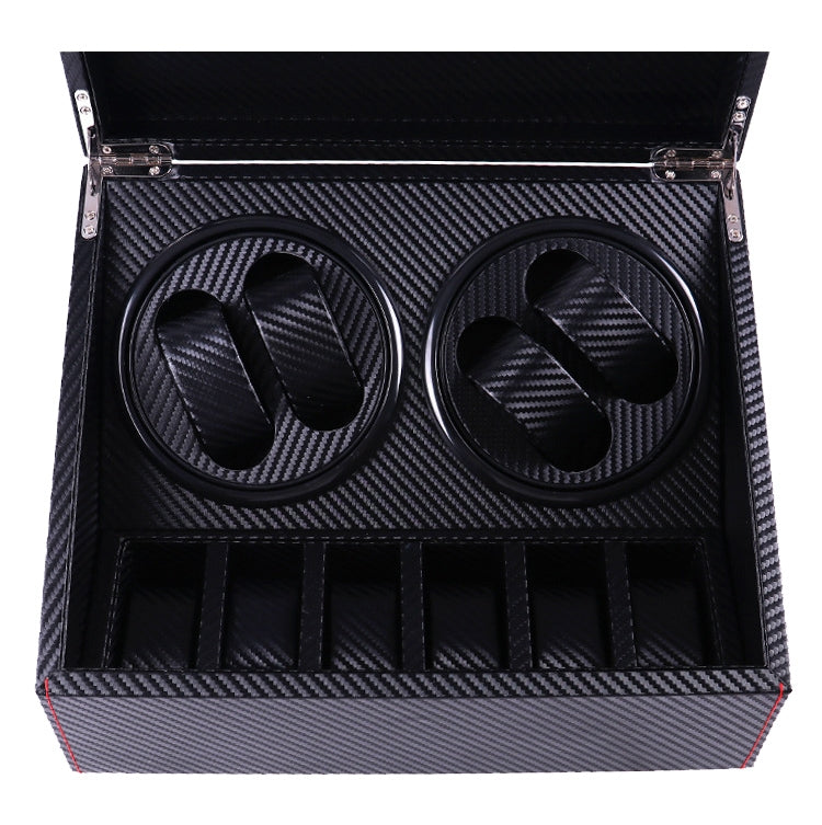 PU Leather 4+6 Double-Head Automatic Winding Motor Box Mechanical Watch Rotator, US Plug(Full Carbon Fiber) - free shipping - PMC TechLife - Order now!