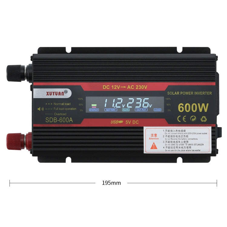 XUYUAN 600W Car Inverter LCD Display Converter, Specification: 24V to 220V - free shipping - PMC TechLife - Order now!