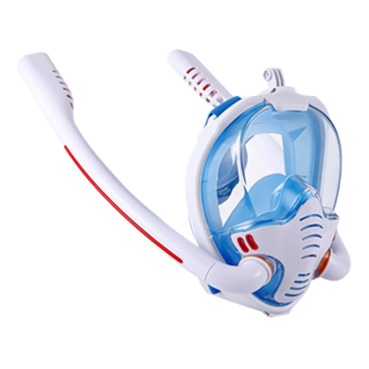 Snorkeling Mask Double Tube Silicone Full Dry Diving Mask Adult Swimming Mask Diving Goggles, Size: S/M(White/Blue) - free shipping - PMC TechLife - Order now!