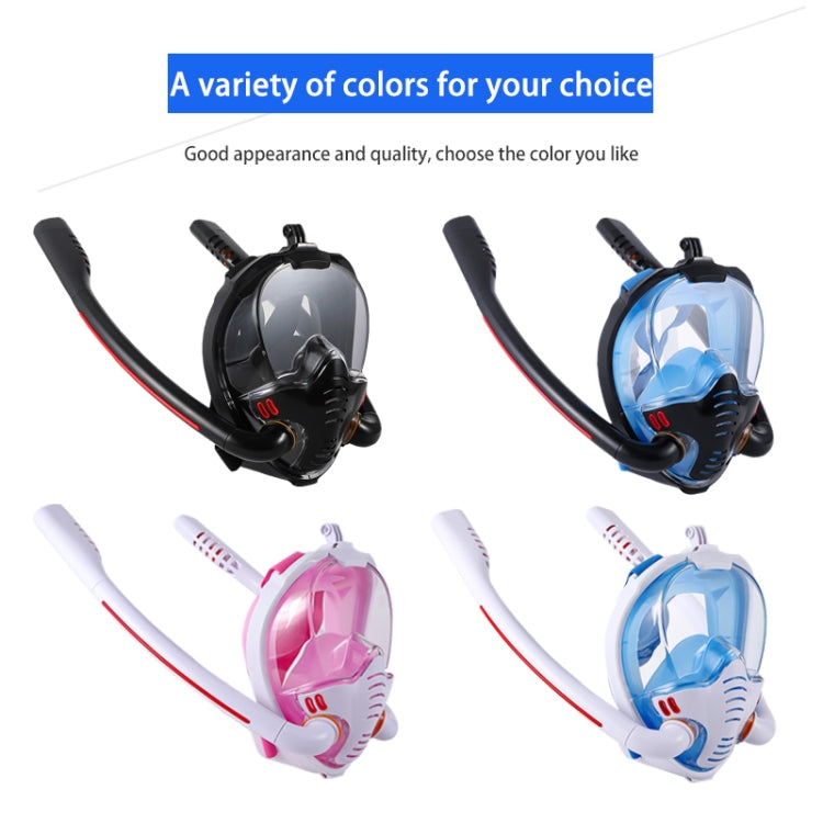 Snorkeling Mask Double Tube Silicone Full Dry Diving Mask Adult Swimming Mask Diving Goggles, Size: S/M(White/Blue) - free shipping - PMC TechLife - Order now!