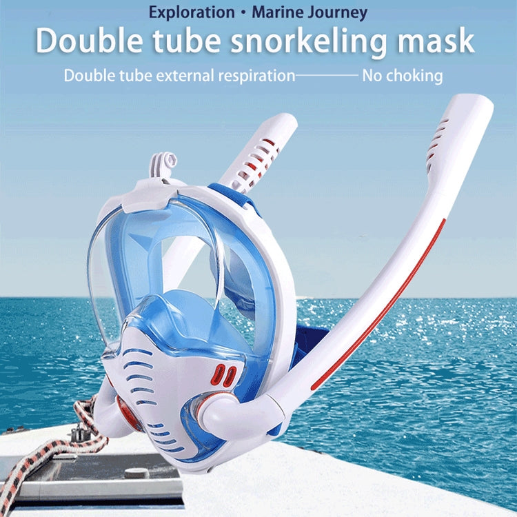 Snorkeling Mask Double Tube Silicone Full Dry Diving Mask Adult Swimming Mask Diving Goggles, Size: S/M(White/Pink) - Diving Mask by PMC TechLife | Online Shopping South Africa | PMC TechLife | Buy Now Pay Later Mobicred