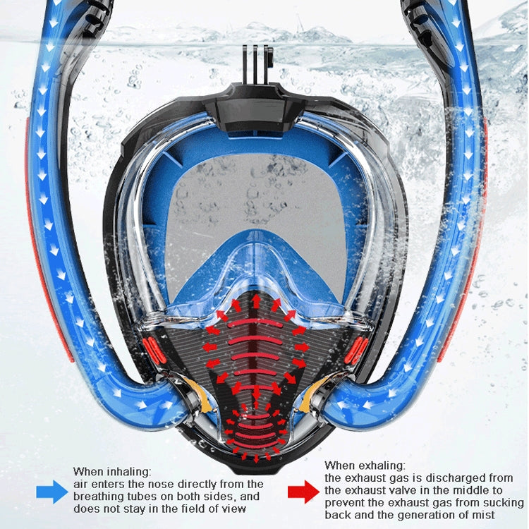 Snorkeling Mask Double Tube Silicone Full Dry Diving Mask Adult Swimming Mask Diving Goggles, Size: S/M(Black/Black) - Diving Mask by PMC TechLife | Online Shopping South Africa | PMC TechLife | Buy Now Pay Later Mobicred