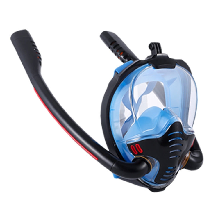 Snorkeling Mask Double Tube Silicone Full Dry Diving Mask Adult Swimming Mask Diving Goggles, Size: L/XL(Black/Blue) - Diving Mask by PMC TechLife | Online Shopping South Africa | PMC TechLife | Buy Now Pay Later Mobicred